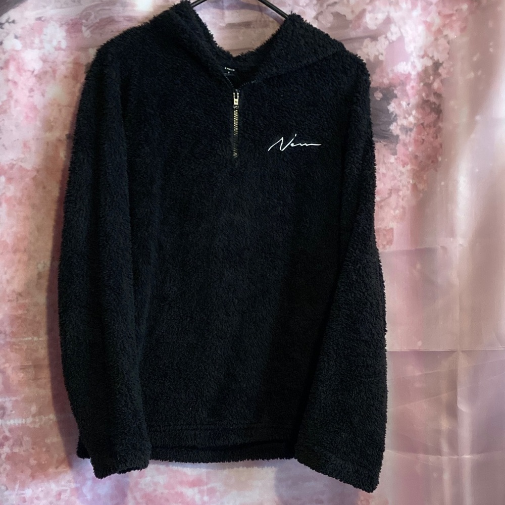 SHEIN Black Fleece quarter -Zip Hoodie